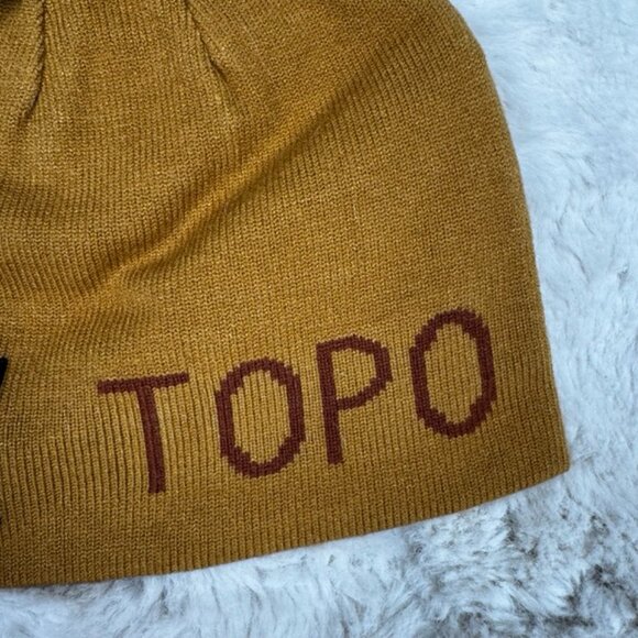NWT Topo Designs Slim Fit Beanie Reversible Mustard Yellow Orange Camo - Picture 5 of 7